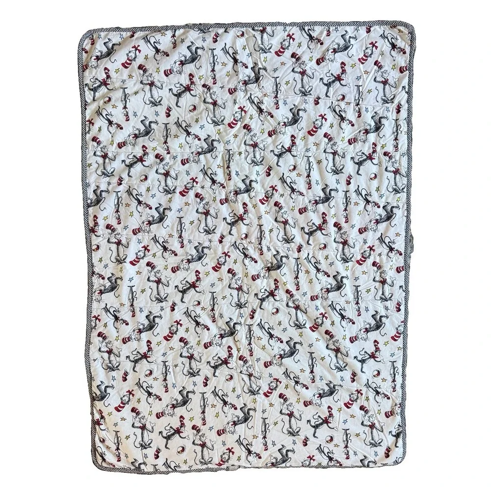 Trend‎ Lab Dr. Seuss Cat In The Hat Baby Blanket Minky Plush 34x43 Quilt Crib